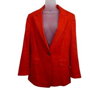 rag & bone Orange Linen Blend Single Breasted Blazer Size 12